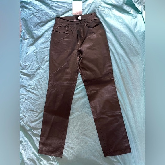 Newport News Olive Green Leather Pants - Picture 6 of 6